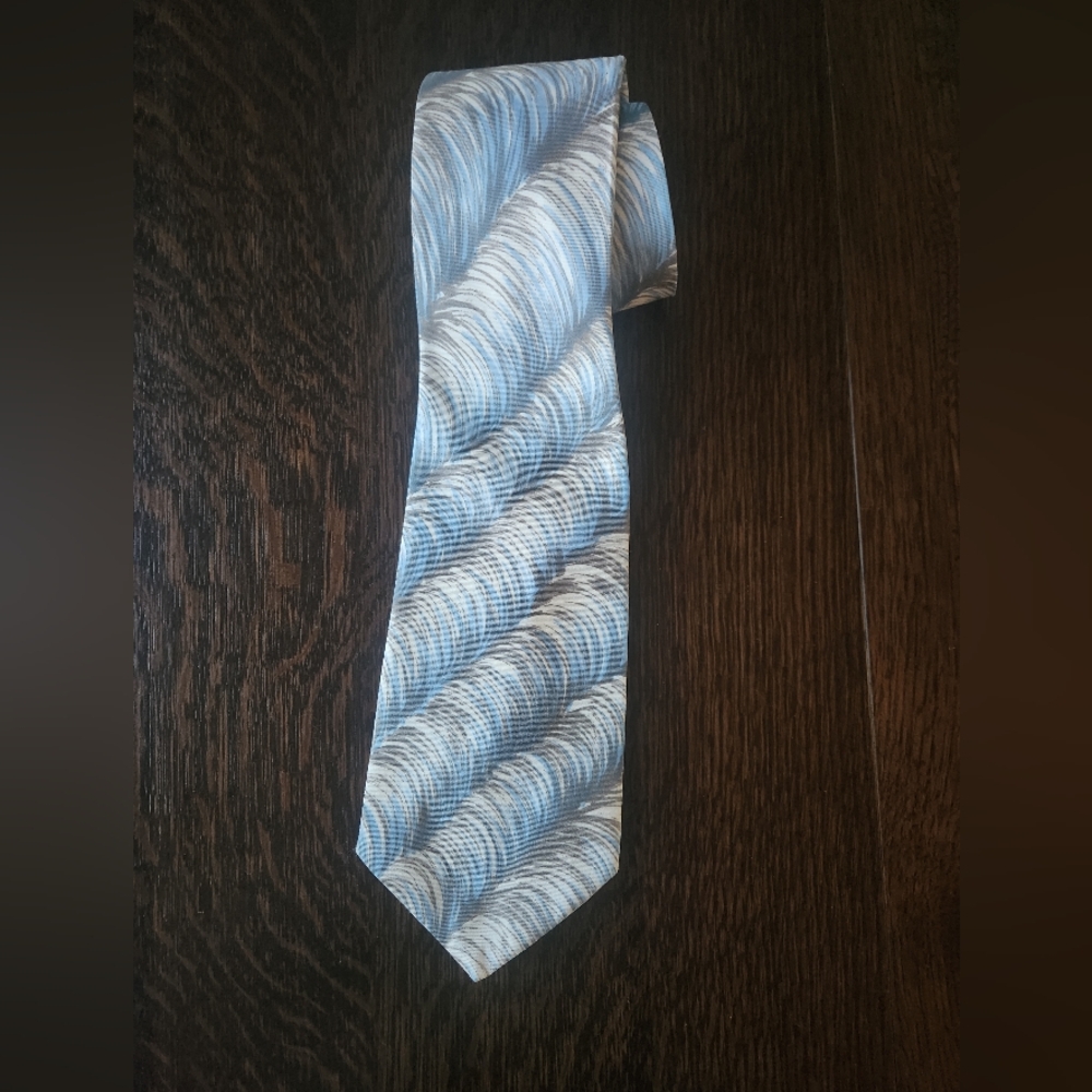 Wembley Vintage 🎩 1970's Light Blue Gray Swirl Wide Necktie EUC $19